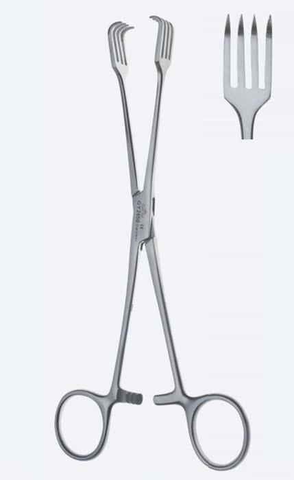 Зажими, хірургічні, для матки, "Czerny", зубці 4 х 4, ширина щелепи 11 мм, загальна довжина 200 мм, 8". Бренд - Asanus Medizintechnik Gmb, Німеччина